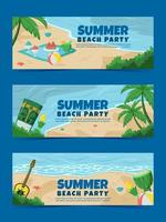 conjunto de banner de fiesta de playa de verano vector