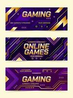 Online Streaming Banner Gaming Templates Set vector