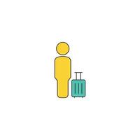 Man with travel bag icon vector