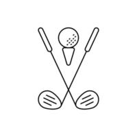 golf, deporte, putter, y, tee, pelota, icono vector