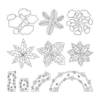 Acrhitechture Tree Plan Element Set Outline