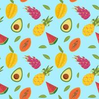 Seamless Tropical Fruits Pattern vector
