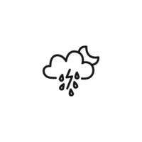 surprised weather cloud with sun and rain outline icon vector