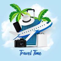 Travel time design background vector. World tourism day design background vector