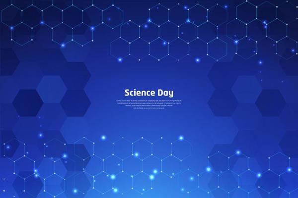 Elegant National Science Day background with geometric, technology and innovation elements vector.