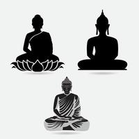 Collection of lord buddha silhouette vector illustration. Pack of lord buddha silhouette.