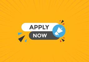 Apply now button. Apply now template for website. Apply now icon flat style vector