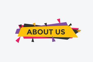 About us button. About us text template for website. About us icon flat style vector