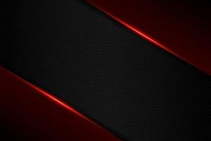 Abstract gamer background modern tech template design concept. Metallic red and black shiny color frame on carbon fiber material texture. Vector graphic game layout eps illustration
