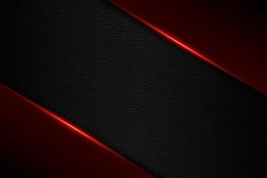 Abstract gamer background modern tech template design concept. Metallic red and black shiny color frame on carbon fiber material texture. Vector graphic game layout eps illustration