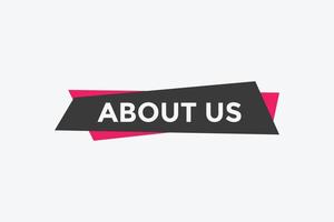 About us button. About us text template for website. About us icon flat style vector