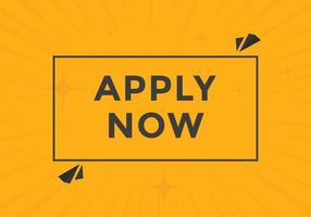 Apply now button. Apply now template for website. Apply now icon flat style vector