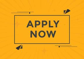 Apply now button. Apply now template for website. Apply now icon flat style vector
