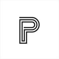 P letter monogram logo in line art style. vector