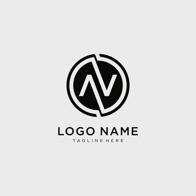 Letter AV logo circle design template.