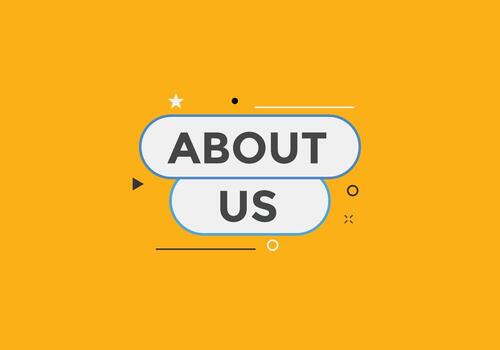 About us button. About us text template for website. About us icon flat style vector