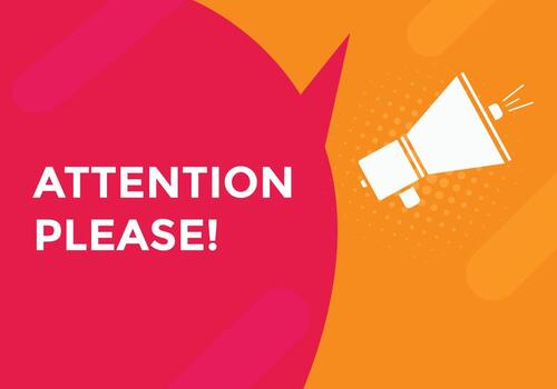 Attention please text web button template. Attention please sign icon label colorful vector