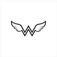 letra w con plantilla de diseño de logotipo de alas. vector