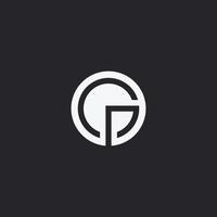 Letter GP circle logo design template. black background. vector