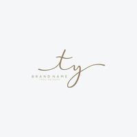 Letter TY gold Initial handwriting design logo template. vector