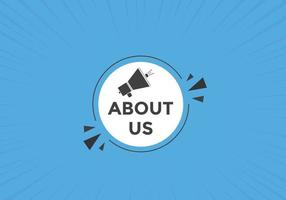 About us button. About us text template for website. About us icon flat style vector