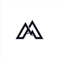 Abstract Mountain Shape Logo with modern letter M vector line art style.