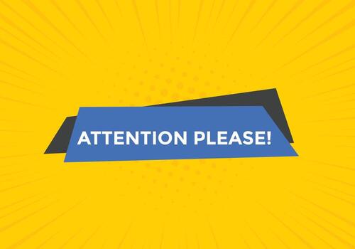 Attention please text web button template. Attention please sign icon label colorful vector