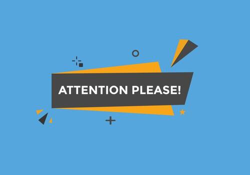 Attention please text web button template. Attention please sign icon label colorful vector