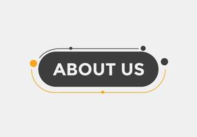 About us button. About us text template for website. About us icon flat style vector