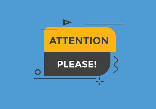 Attention please button. Attention please text template for website. Attention please icon flat style vector