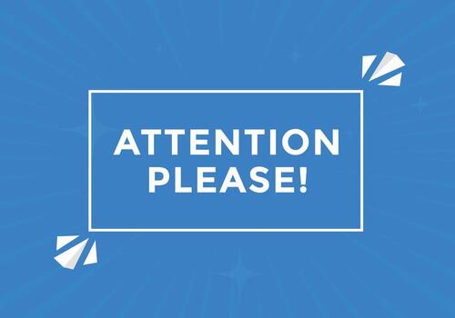 Attention please text web button template. Attention please sign icon label colorful vector