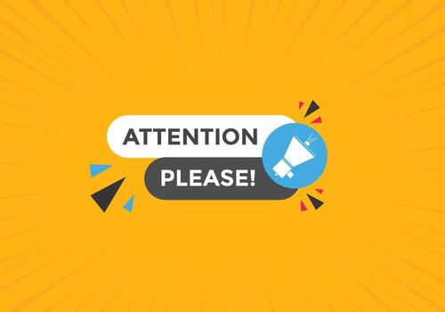 Attention please button. Attention please text template for website. Attention please icon flat style vector