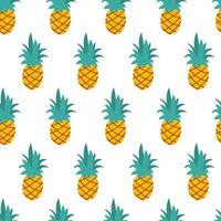 Colorful pineapple seamless pattern isolated on white. Vector illustration.