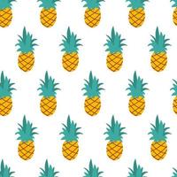 Colorful pineapple seamless pattern isolated on white. Vector illustration.