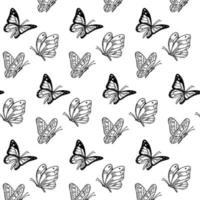 Butterfly seamless pattern. Summer design. Hand drawn vector illustration