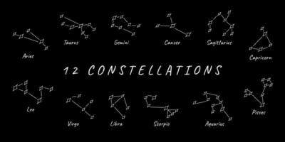 12 constellations stars vector