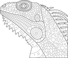 Linear lizard. Black and white coloring page for children vector