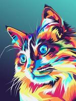 Colorful cat pop art style