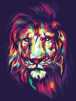 Colorful lion head illustration vector