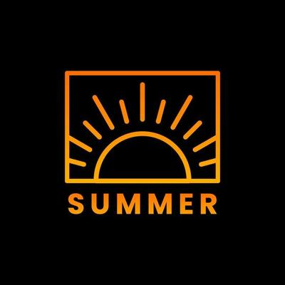 logo with summer vibes with orange border