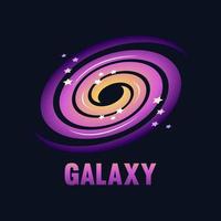 logotipo de galaxia y universo y plantilla de ilustración sobre fondo aislado vector