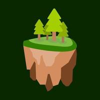 illustration of a forest on a floating island. colorful illustration in simple style vector