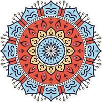 Symmetrical colorful mandala design, oriental pattern vector