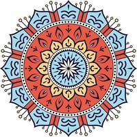 Symmetrical colorful mandala design, oriental pattern vector