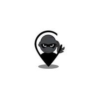 Cute ninja character design template with pins vector