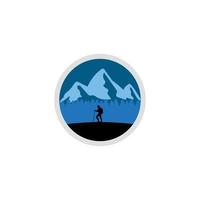 Adventure of a young man in the mountains vector