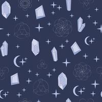 Boho Witch and Magic pattern with crystal and symbols vector