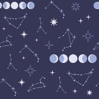 Boho Witch and Magic pattern with celestial constellation and star vector