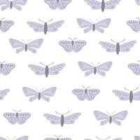 Boho simple pattern with night moth and butterflies vector