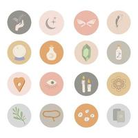 Stickers with magic candles, bottles and hands vector